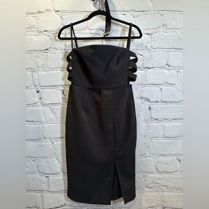 Trixxi Black Asymmetrical Cutout Cocktail Dress